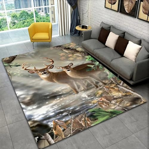Kind Teppich 80 X 120 cm / 31.5 X 47.2, Schlafzimmer Teppich, 3D Teppiche Wohnzimmer Teppiche Weich rutschfest Teppich Für Wohnzimmer Schlafzimmer Bettvorleger Weihnachtstier Elch -8F8A6A7