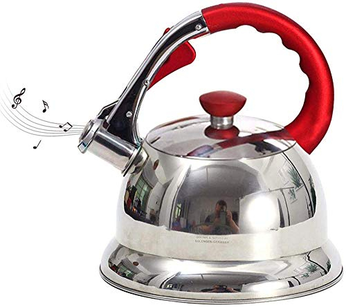 Bouilloire sifflante en acier inoxydable 3,5 L pour cuisinière Rouge