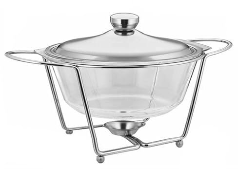 XMWOEIX Chafing-Dish-Buffet-Set – Speisenwärmer aus Edelstahl mit Deckel und Speisebehältern aus Glas – Buffet-Servierutensilien für Partys, Catering, Bankette, Veranstaltungen, Silber, 1,8 Quarts