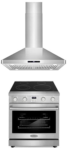 Cosmo 2-Pc Kitchen Appliance Packages, 30 Slide-In Electric Range and 30 Island Range Hood