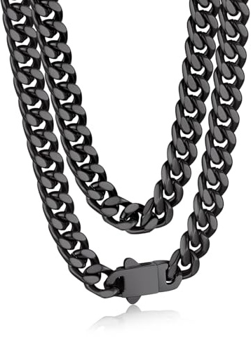 Bandmax Panzerkette Herren Kette Edelstahl Halskette 5/7/9/12MM breit Damen Kubanische Kette Silber/Gold/Schwarz Gliederkette Männer Hip Hop Kette Schmuck Auswählbare Kettenlänge 45-76CM