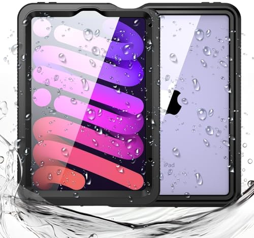 Miimall Kompatibel mit iPad mini 7 2024 Hülle/iPad mini 6 2021 Hülle mit Displayschutz, IP68 Wasserdicht Hülle Kratzfest Stoßfest 360 Grad Schutzhülle mit Ständer für iPad mini 7 2024