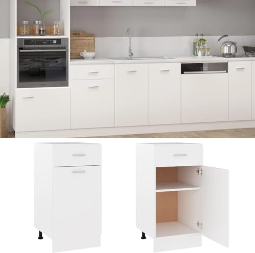 Juroupi Schubunterschrank Weiß 40x46x81,5 cm Holzwerkstoff KüChen Eckschrank KüChenunterschräNke