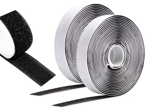 Vinabo Hook Loop Autoadesivo 5 M X 20 MM, Nastro Biadesivo Per Tessuti Hook Loop, Nastro Adesivo Forte Con Chiusura A Strappo Per Cucire (Nero)