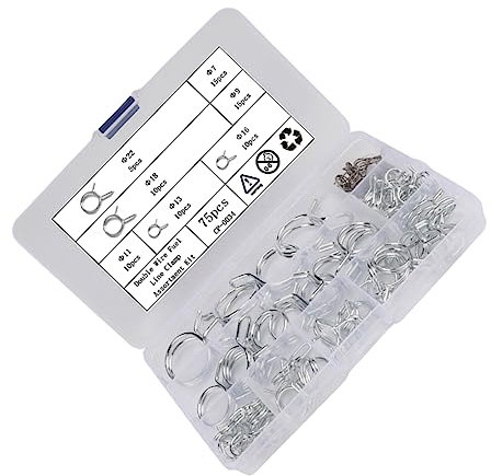 AUTSUPPL 75pcs Carbon Steel Hose Clamps and Water Line Fixing Clips Double Wire Tube Clamps for Liquid Transport Easy Installation Resistant