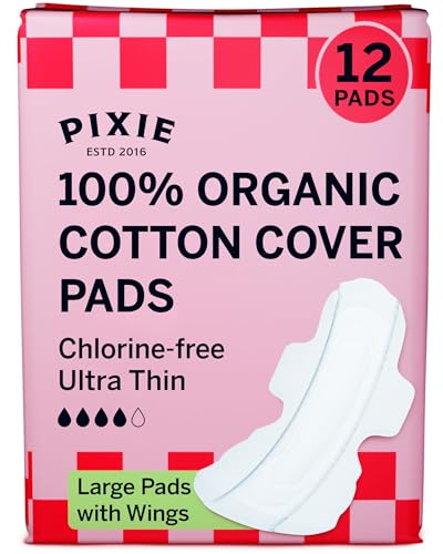Pixie Ultra-Dünne Lange Bio-Baumwollbinden mit Flügeln – Komfortabler, auslaufsicherer Schutz für den Alltag – Hypoallergen, unparfümiert & atmungsaktiv – 12 Stück