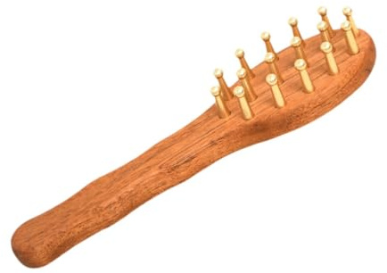 Oshhni Masajeador de cuero cabelludo de madera, peine Gua Sha tradicional, resistente para relajación, cepillo ligero para rastas, masajeador de cabeza para