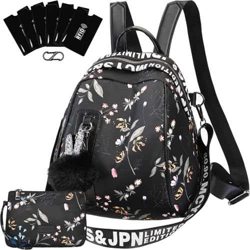 Eshow Mochila Mujer Pequeña con Múltiples Bolsillos, Bolso Casual para Viaje Escuela Compras Trabajo y Universidad