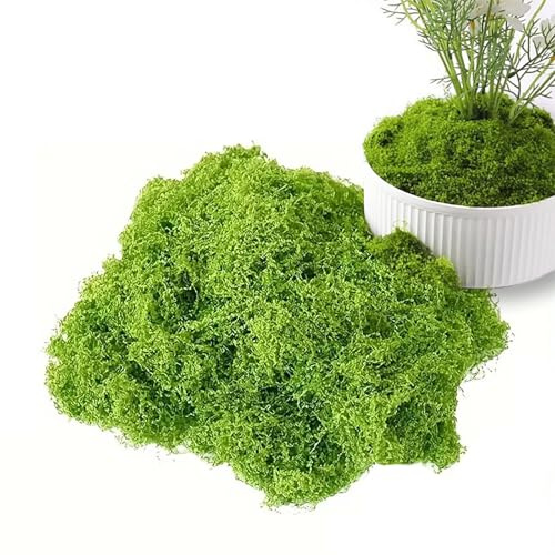 MSINMINW Kunstmoos zum Dekorieren 200g Moos zum Basteln Fake Moos für Aquarium Modellbau Moosbild Zubehör Miniatur Garten (grün, 100g)