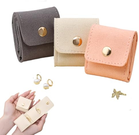 Ryfpdml Mini Travel Jewelry Bag, Travel Jewellery Pouch Mini Bag Jewellery Bags with Buckle Foldable Portable Jewelry Organizers Storage for Travel Essentials Ring Earring for All