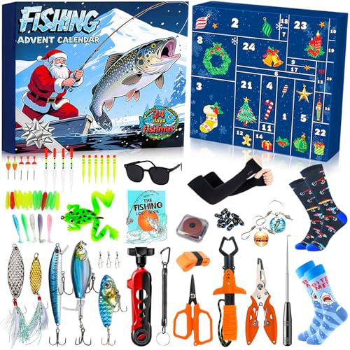 Angeln Adventskalender 2025 für Männer, Jugendliche & Jungen – 24-Tage Weihnachtskalender mit Premium-Angelzubehör (Haken, Werkzeug, Überraschungen) – Geschenk für Angler & Teenager