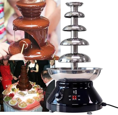 Máquina De Fuente De Chocolate, Capacidad De 3000 Ml, Fondue De Cascada De Chocolate De Bricolaje De 5 Niveles, Ajuste De Temperatura Comercial De 30-110 °, Black