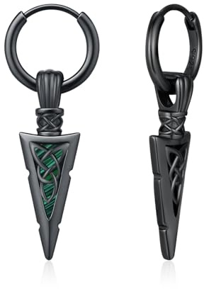 REDSUN Orecchini a cerchio a forma di punta di freccia vichinga, orecchini a cerchio in argento Sterling 925, orecchini Huggie ViKing, orecchini a goccia celtici, gioielli nordici per uomo, uomo