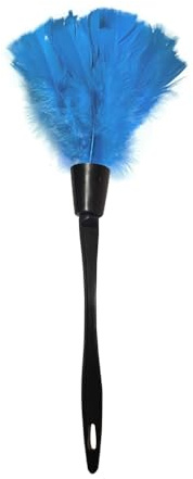Plumero de plumas de pavo, plumeros para limpieza con mango herramienta de limpieza para el hogar, muebles, coche (azul claro)