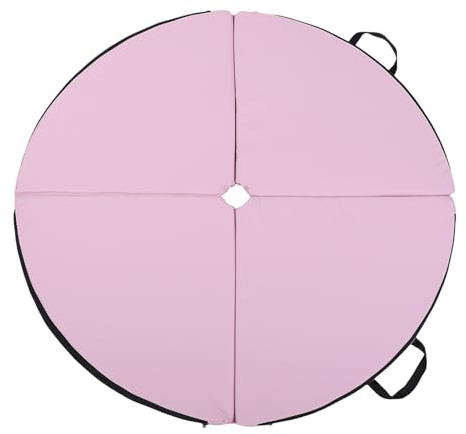 Nurnesy Rosa Runde Faltbare Pole Dance Crash-Matte – PU- und EPE-Sicherheitspolster für Heim-Fitness-Training