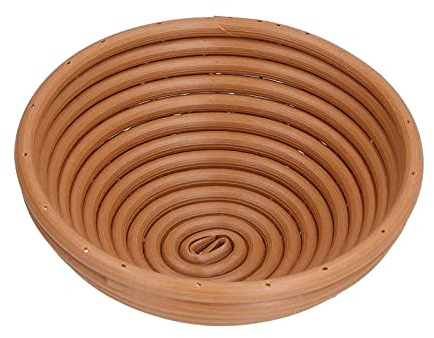Washable Bread Fermentation Basket Innovative Shape Baking Basket for Kitchen Home Bakery (Yellow-brown round 16X6CM)