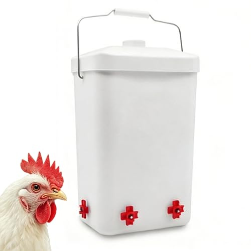 KIRJAUDU Hühnertränke 12L mit 4 Trinkstellen, Automatische Ventile, Auslaufsicher & Hängebar, Hygienische Wassertränke für Geflügel, Hühner & Küken, Robuste Tränke für Stall & Freilandhaltung