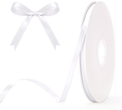 G2PLUS 91M Nastro di raso Bianco,Nastro Regalo 6mm