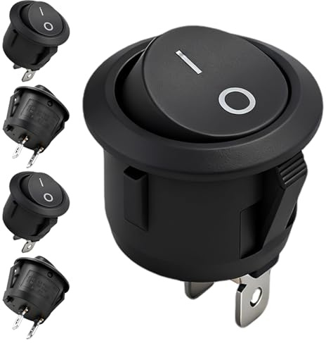 5Stück Kippschalter 12V Rund, Mini 2 Pin Wippschalter EIN/AUS Set (5 Stück) | Wasserdichter Mikroschalter, Kfz Einbauschalter Druckschalter Panel Mount Control für Auto, Boot, Lkw, Haushaltsgeräte