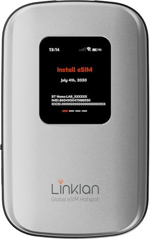 Punto de acceso móvil portátil: punto de acceso WiFi global eSIM, no necesita tarjeta SIM/contrato, 16 dispositivos, más de 180 países, enrutador inalámbrico compacto para viajes internacionales y