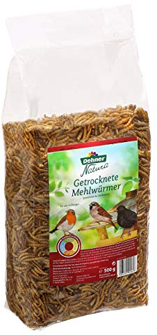 Dehner Natura Premium Wildvogelfutter, Wildvogelsnack, Getrocknete Mehlwürmer, Ganzjahresfutter proteinreich, hochwertiges Vogelfutter für Wildvögel, 500 g