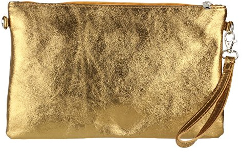 Girly Handbags Womens Genuine Italian Metallic Leather Clutch Bag Purse Wristlet Wallet Cell Phone Bag with Wrist Strap Ladies Handbag