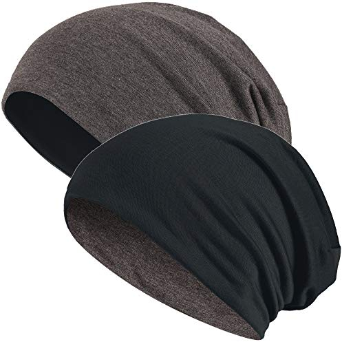 Hatstar 2in1 Reversible Damen Beanie | Damen und Herren Mütze | Baumwoll Sommermütze | weich & Warm (dunkelgrau/schwarz)