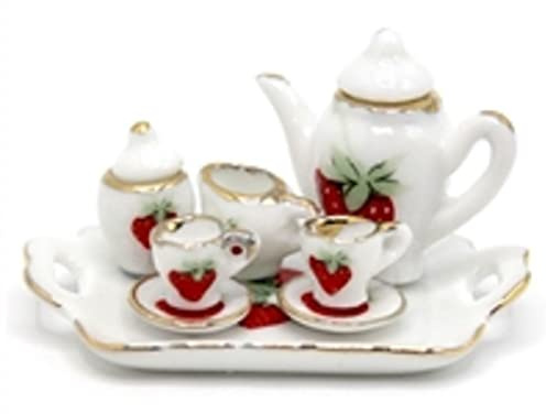 Melody Jane Puppenhaus Erdbeere Teeset Porzellan Esszimmer Zubehör 1:12