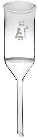 Eisco Labs - Imbuto Buchner, capacità 80 ml, stelo semplice, in vetro borosilicato