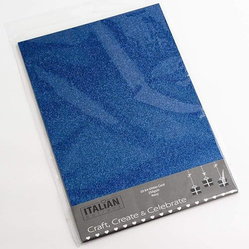 Italian Options 250 g/m² fusselfreies Glitzer-Karton-Bastelpapier, 10 Blatt, A4-Größe, Marineblau