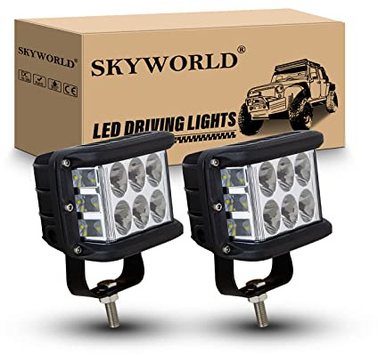 SKYWORLD 2Pcs 4 Zoll 60W LED Arbeitsscheinwerfer, Spot Strahler offroad beleuchtung 12V 24V für Auto SUV ATV Traktor LKW 4x4 6000K Weiß Nebelscheinwerfer Licht Off Road Fahrlicht