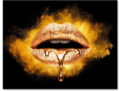 wandmotiv24 Leinwandbild Frauen Lippen M0255