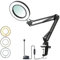 Tomshine Magnifying Desk Lamp with Clamp, 8X Magnifier Lamps 3 Colors & 10 Brightness Dimmable Magnifying Glass Led Lamp, 19 Inch Adjustable Swivel Arm Lamp Craft Light