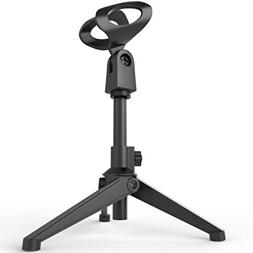 Extendable Microphone Tripod Stand, Portable Metal Mic Table Stand Universal Adjustable Desktop Microphone Stand Perfect for Podcasts Interviews Live Streaming and Voice Recording