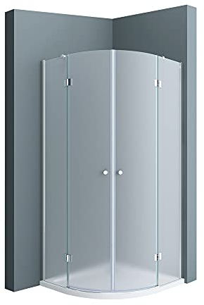 doporro Duschkabine 80x80 viertelkreis Dusche Duschabtrennung inkl. flache-Duschwanne ESG-Sicherheitsglas Satiniert Easy-Clean-Beschichtung Ravenna02VS