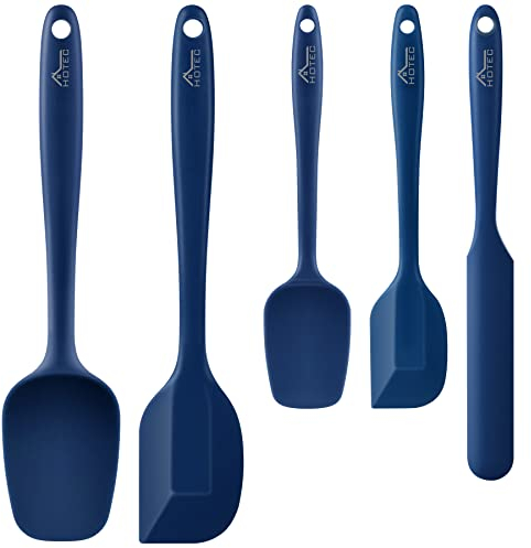 Hotec Spatules en Silicone, Spatule Patisserie, qualité Alimentaire Ustensiles de Cuisine pour Cuisson et Mélange, Résistant à la Chaleur Anti-adhésif sans BPA