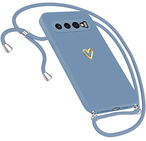 Neivi Handykette Hülle für Samsung Galaxy S10 Hülle Necklace, Herz Motiv Muster Handyhülle für Samsung Galaxy S10 Hülle mit Band Kordel zum Umhängeband Ultradünn Hülle für Samsung S10 (Blau)