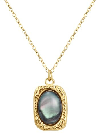 Joo&Rind Kette Gold Damen Halskette Edelstahl 18k Vergoldet Wasserfest Ketten mit Edelstein Schmuck Geschenke für Frauen