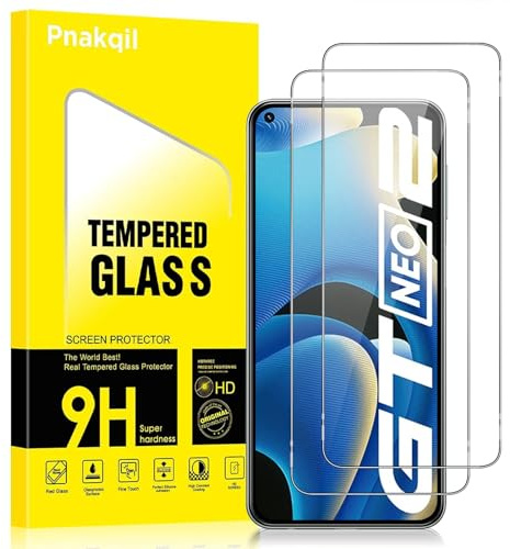 Pnakqil 2 Piezas Protector de Pantalla para Realme GT Neo2/GT 2/GT Neo 3T 5G Cristal Templado HD 9H Dureza Anti-Arañazos Antihuellas Sin Burbujas Transparente Vidrio Película