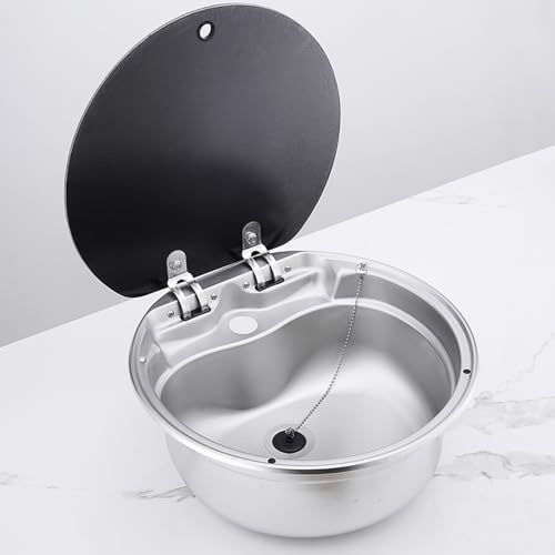 40 Cm Bar Einbauwaschbecken for Boote, Handwaschbecken Aus Edelstahl, Waschbecken for Wohnmobile, Wohnmobil Küchenspüle, Wohnmobil Spüle mit Klappbarem Wasserhahn Und Deckel, Küchenspüle ( Color : No