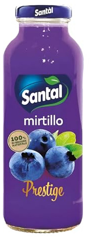 Santal Prestige Succo di Frutta Mirtillo Confezione da 24 Bottiglie da 250 ml 100% di Origine Naturale