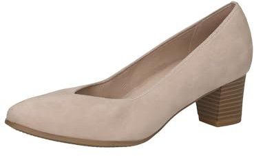 CAPRICE Damen Pumps aus Leder mit Blockabsatz, Beige (Sand Suede), 39 EU
