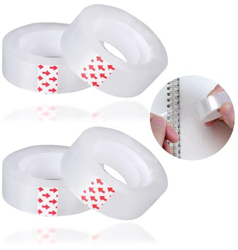 4 Small Clear Tapes, 18mm x 30m Sellotape Rolls Cellotape Small Rolls Refills Transparent Packing Tape Gift Wrapping Tape Invisible Sticky Sellotape for Dispenser Home Office (18mm x 30m/ 4 rolls)