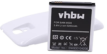 vhbw Akku kompatibel mit Samsung Galaxy GT-i9505, S4, S4 LTE Handy Smartphone Telefon (5200 mAh, 3,8 V, Li-Ion) + Gehäuserückdeckel weiß