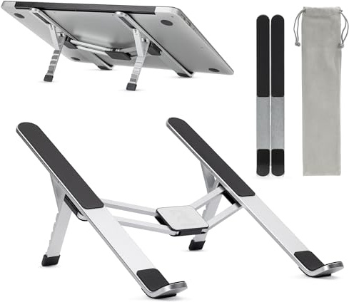 RELEVEN Supporto Pc Portatile Regolabile, Laptop Stand Pieghevole In Alluminio Con Antiscivolo