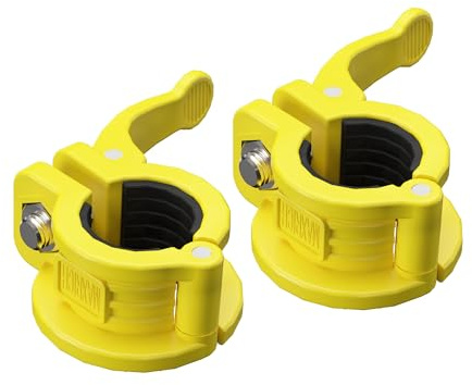 MAXRICH T Barbell Clamp 1 inch Multiple Sizes & Adjustable Weight Clips for Barbell Quick Release Barbell Clips|Barbell Collar Bar Locks for Weight Lifting (Yellow)