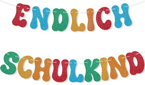 SEPGLITTER Schulkind Deko, Schulkind Girlande Banner Bunt Glitzer Einschulung Deko Mädchen Jungen als Einschulung Party Einschulungsparty Klassenzimmer Schuleinführung Schulanfang Deko