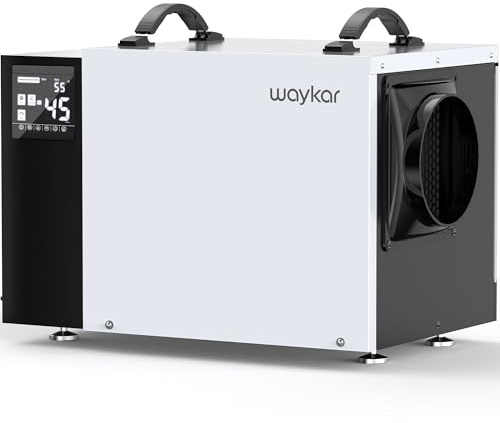 Waykar 125 Pint Crawl Space Dehumidifier with Drain Hose for Commercial, Basements, and Industry Water Damage Unit for Spaces up to 6500 Square Feet, Smart Humidity Control - 5-Year Quality Coverage