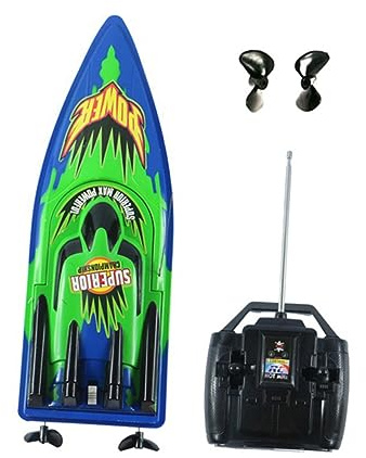 Kisangel Professionelles Ferngesteuertes Wasserboot und 2 Propellern aus Kunststoff mit Doppel Wasserdichtem Schutzfunktion Grün für Spielspaß See und Pool