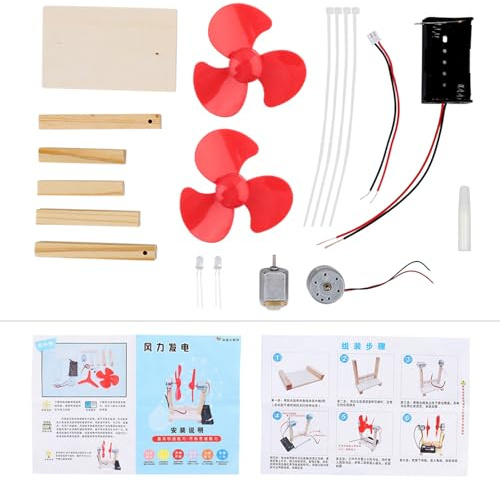 KIMISS DIY Wind Generator, Toy Small Motor Vertical Unique Power Kit Children Wind Turbine Generator Kit for Kid S E Onal Electricity Model Educational 1.5V
